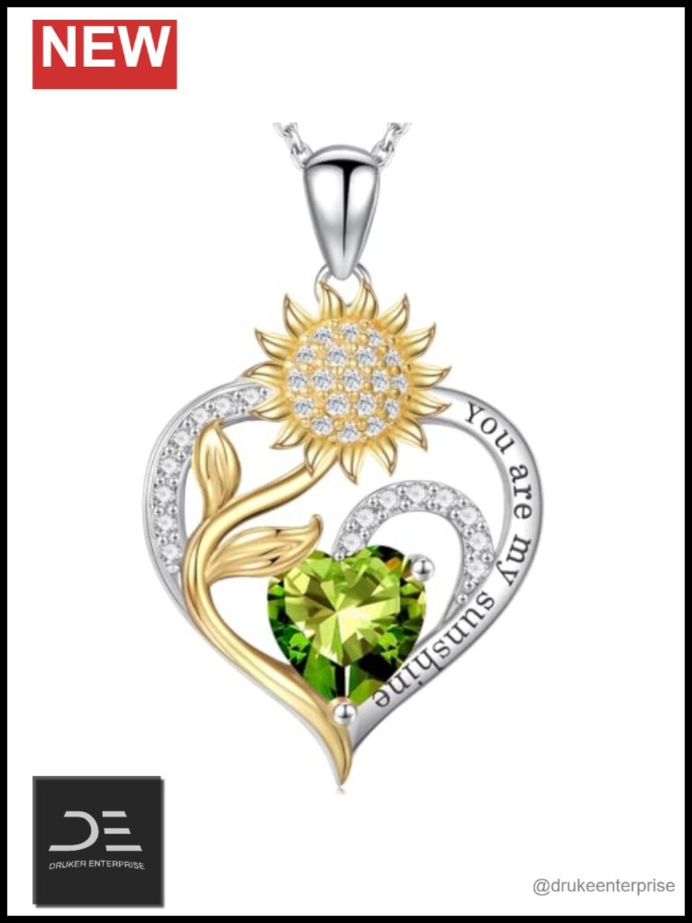Sunflower 925 Sterling Silver Pendant Necklace Gift for Women Anniversary